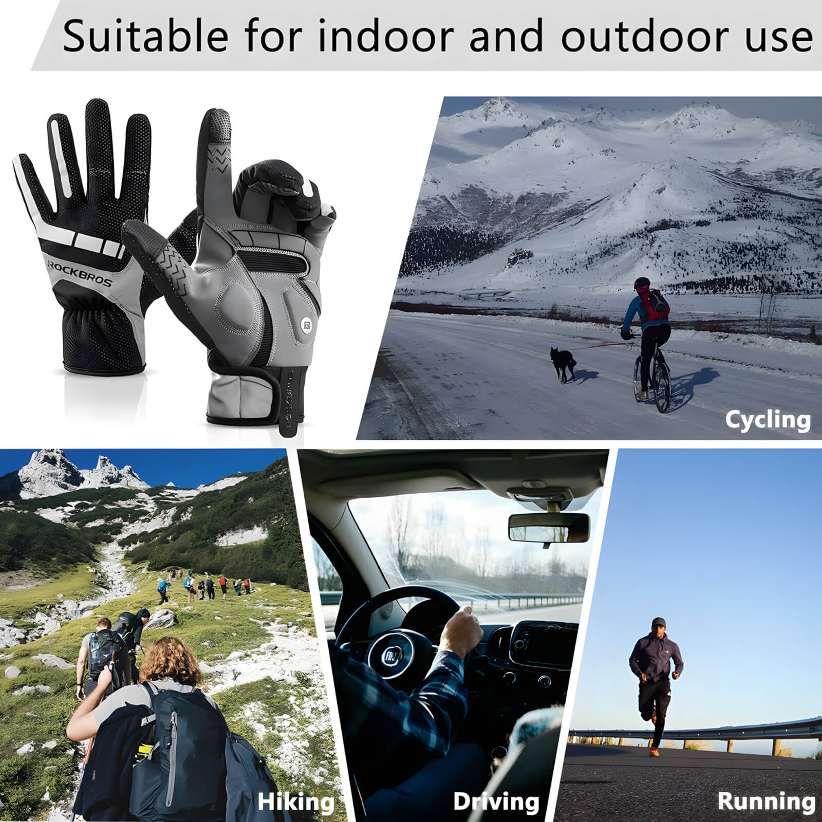 ROCKBROS Windproof Warm Touch Screen Gel Bike Gloves - Image 6