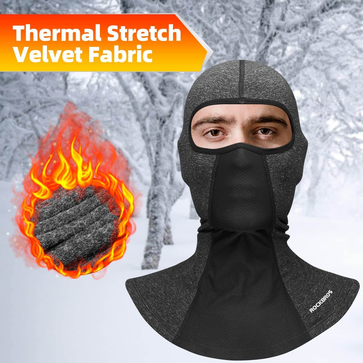ROCKBROS Winter Balaclavas Windproof Full Face Mask Gaiter with Glasses Holes - Image 10
