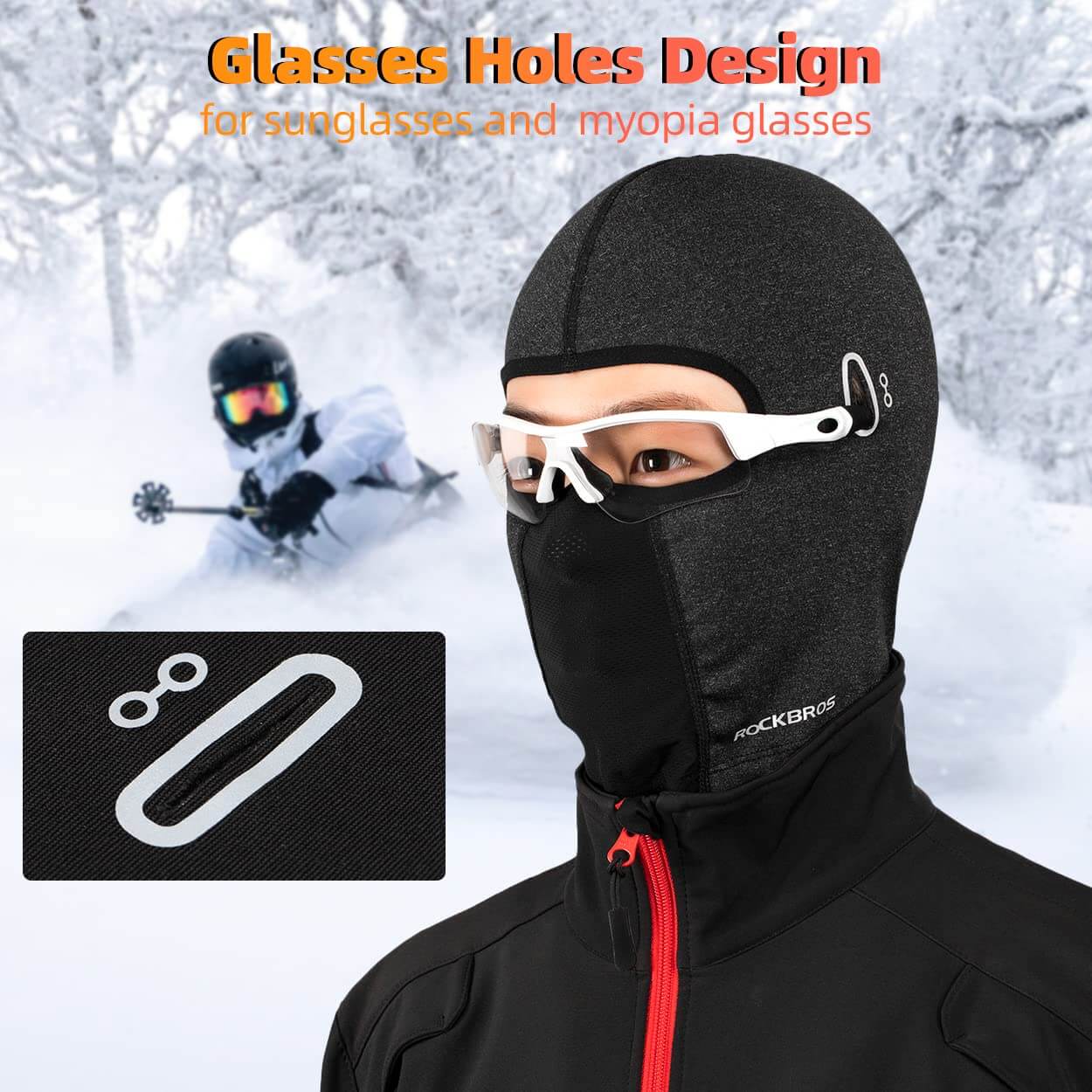 ROCKBROS Winter Balaclavas Windproof Full Face Mask Gaiter with Glasses Holes - Image 13