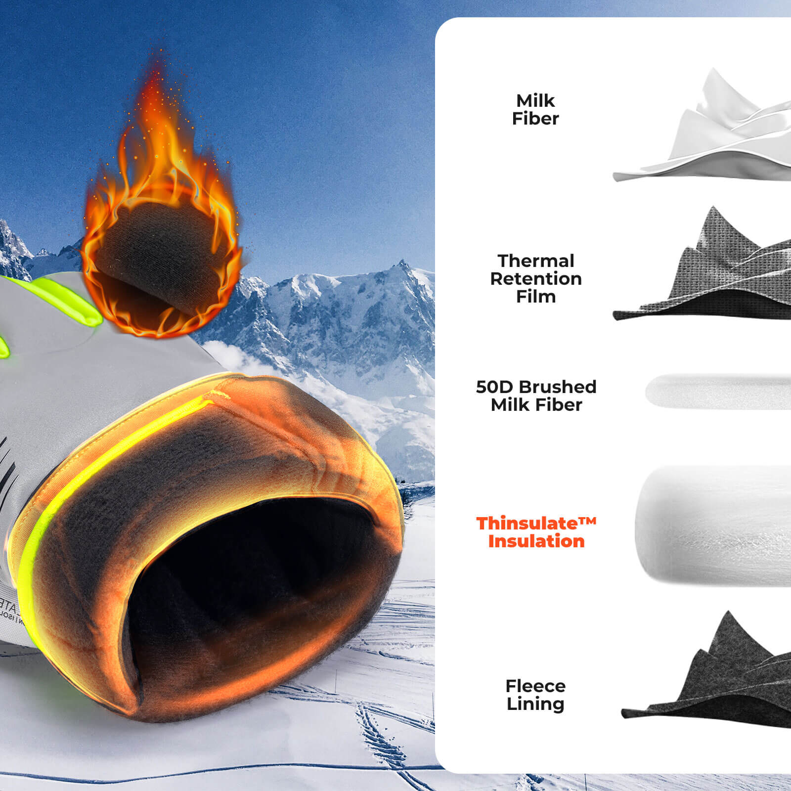 ROCKBROS Winter Cycling Gloves Reflective Thermal - Image 3