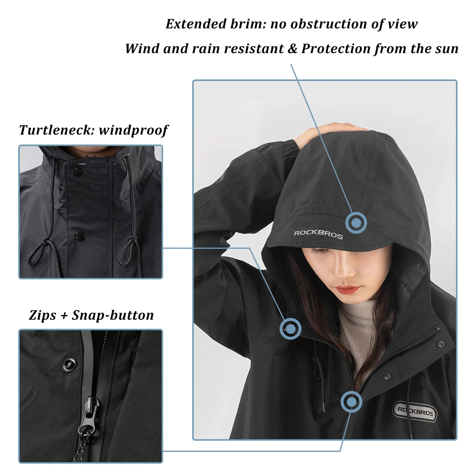 Waterproof Raincoat for Men and Women with Reflective Design - Image 4