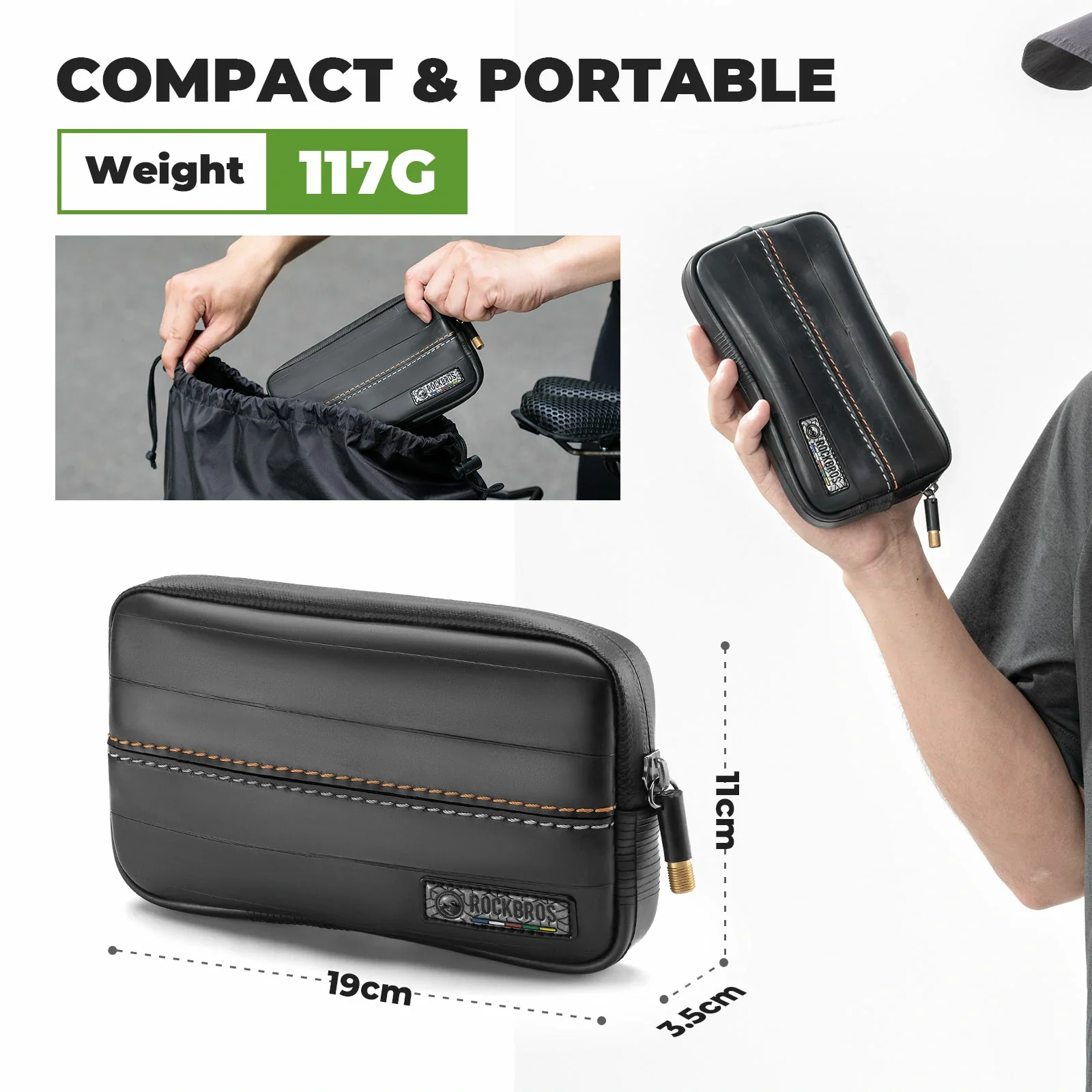 Road-to-Sky Sustainable Eco-Friendly Recycled Tire Bike Wallet 0.4L - Image 3