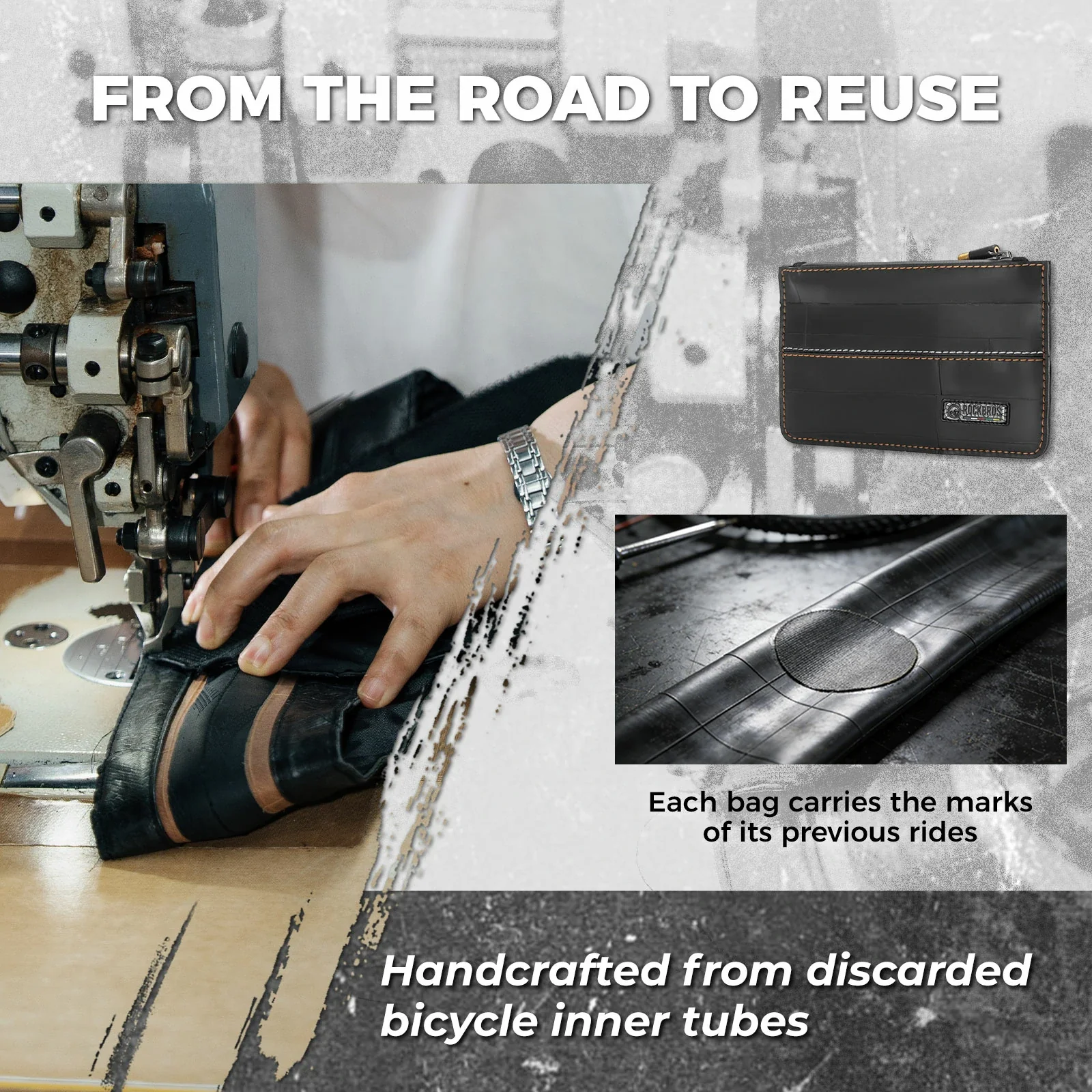 Road-to-Sky Sustainable Eco-Friendly Recycled Tire Bike Wallet 0.7L - Image 11