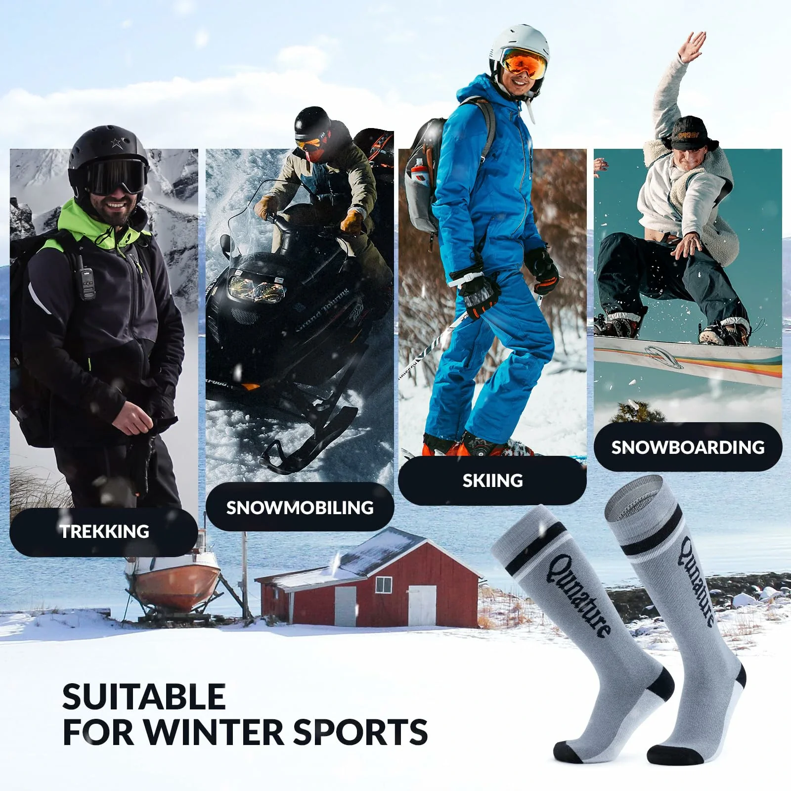Thermal Ski Socks Warm Thick Knee High Winter Snow Socks - Image 17