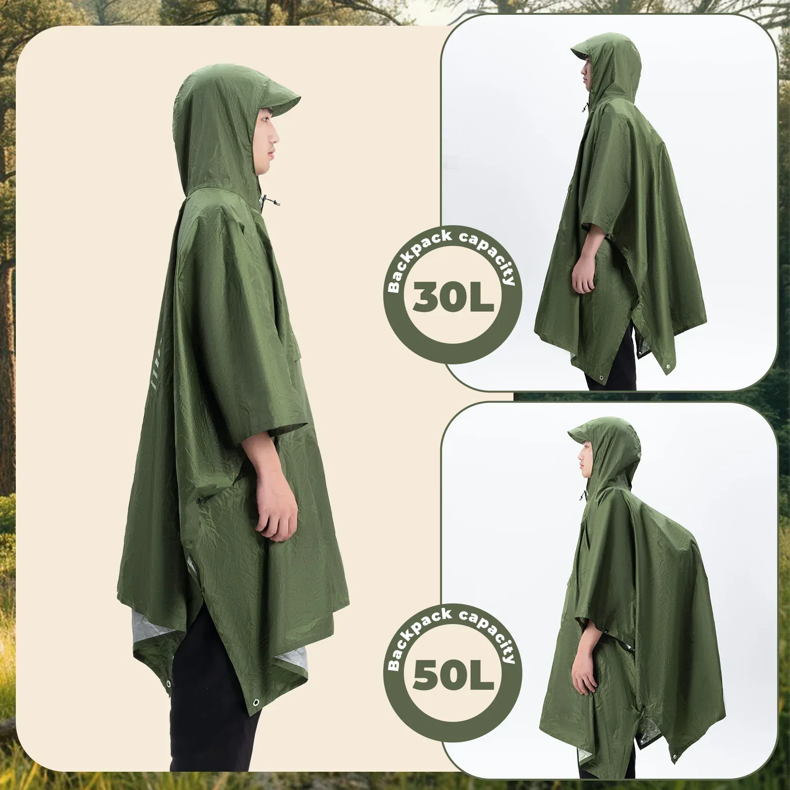 Unisex Waterproof Raincoat with Pocket for Hiking Outdoor - Image 7
