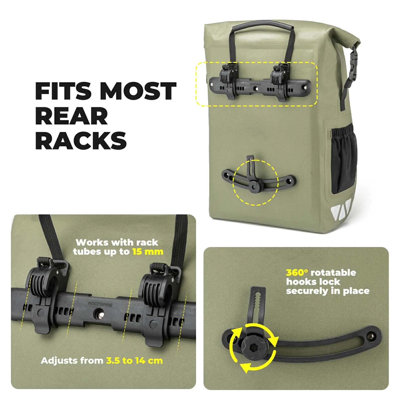 Waterproof 25L Bike Pannier Bag with Roll-Top & Smart Storage - Image 8